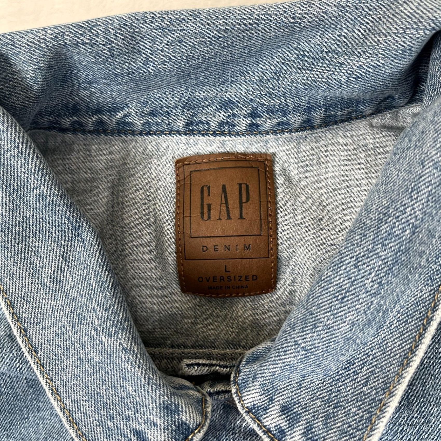 Gap Gap Denim Jacket Womens Large Blue Cropped Oversized Button Front Casual Cotton Jacket Size 36" / US 14 / IT 50 - 3 Thumbnail