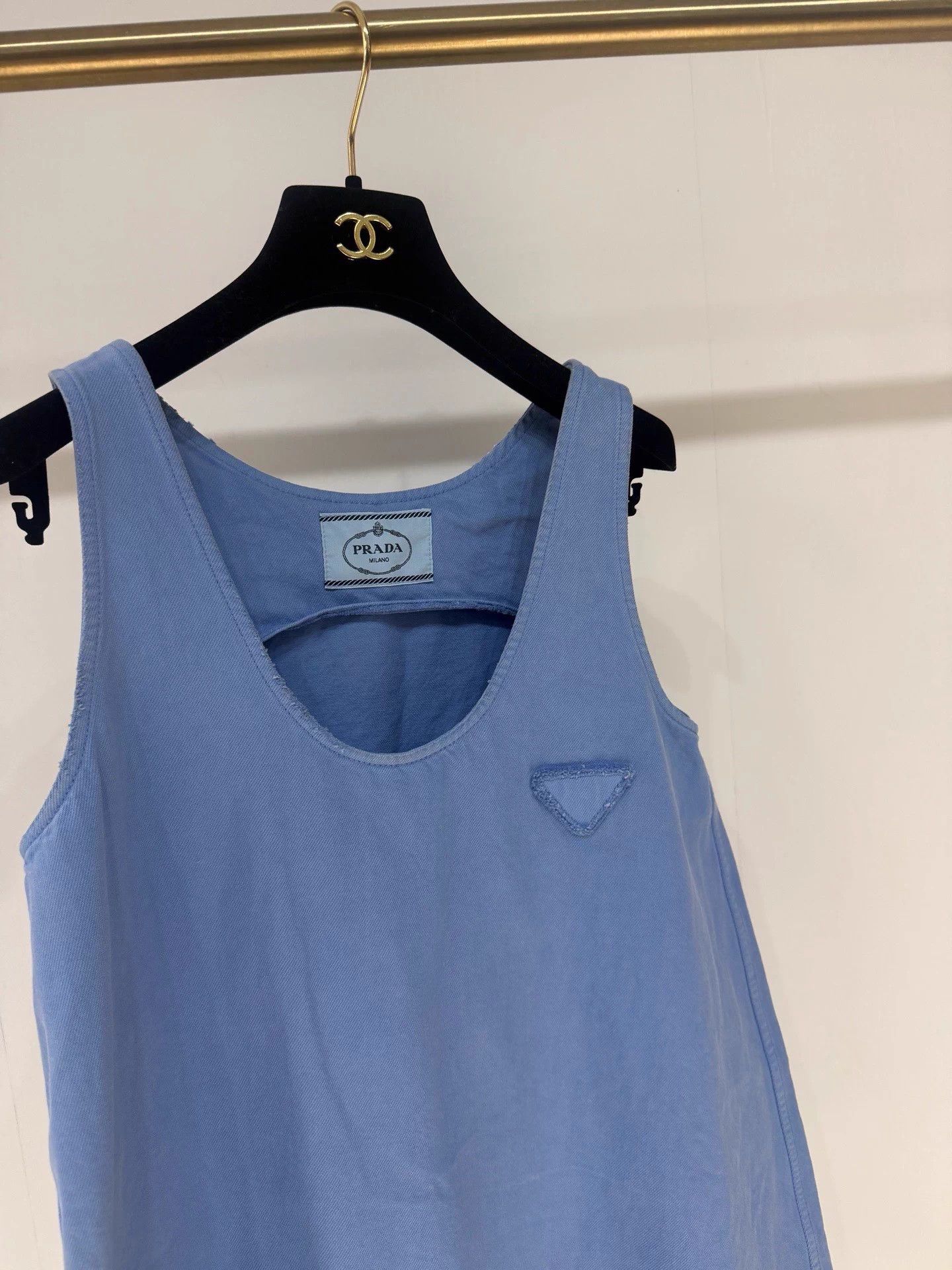 Prada Prada Distressed Wash Blue Triangle Logo Denim Dress 38 Size S / US 4 / IT 40 - 2 Thumbnail