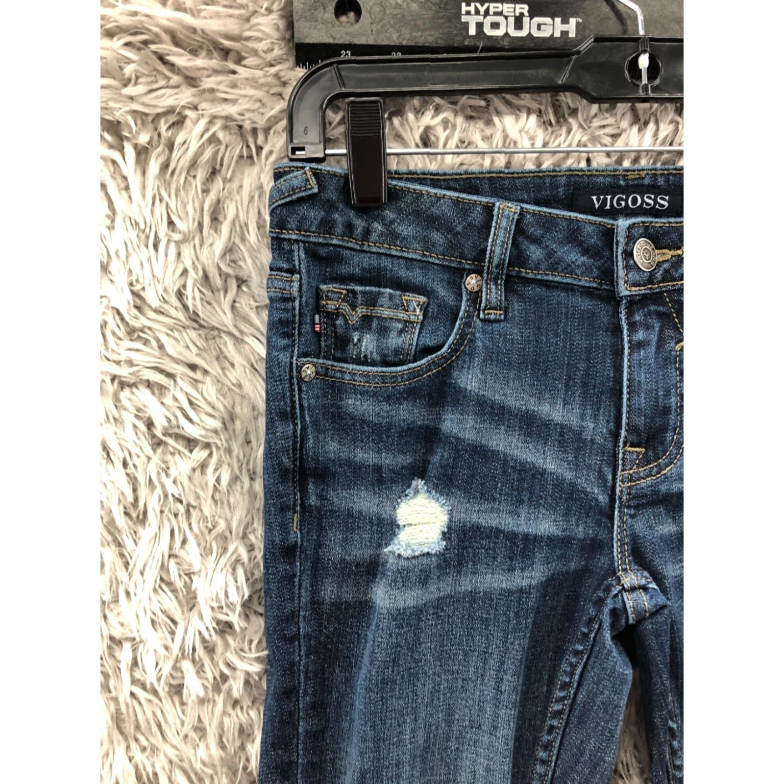 Vintage VIGOSS The Thompson Skinny Jeans Blue Size 24 Womens Low Rise Denim 5-Pocket Regular Inseam 27 Vintage No Size 42" / US 20 - 5 Thumbnail