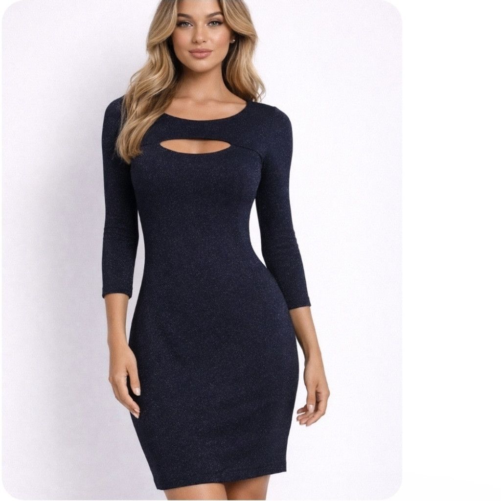 Express Express Midnight Blue Evening Dress Long Sleeve XS NWT Size XS / US 0-2 / IT 36-38 - 1 Thumbnail