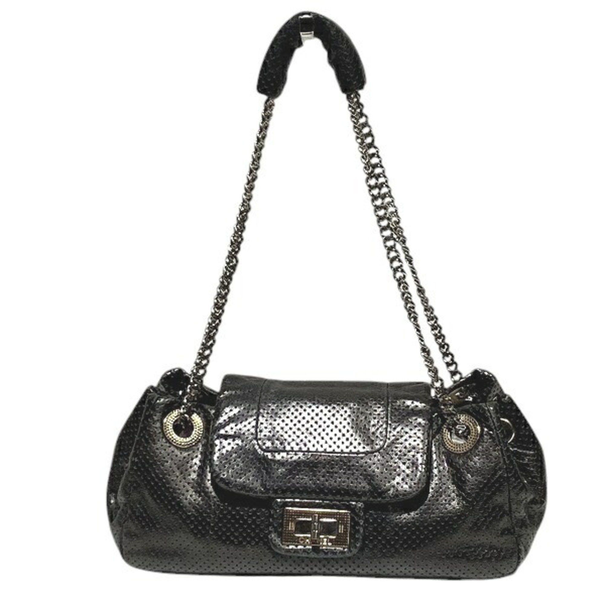 Chanel 2.55 Punched Leather Bag Shoulder For Women in Black
