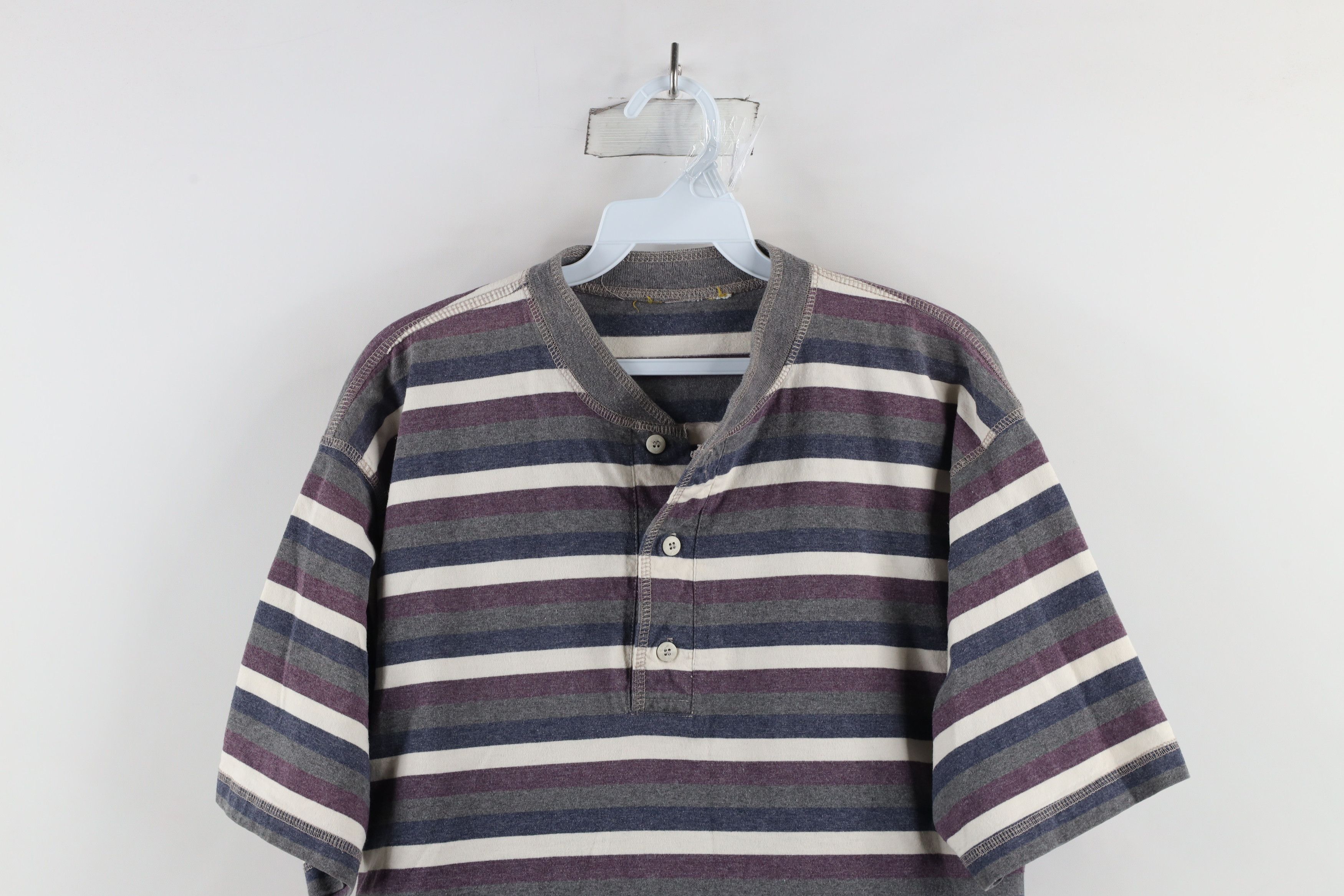 Vintage Vintage 90s Streetwear Block Short Sleeve Henley T-Shirt Size US M / EU 48-50 / 2 - 2 Thumbnail
