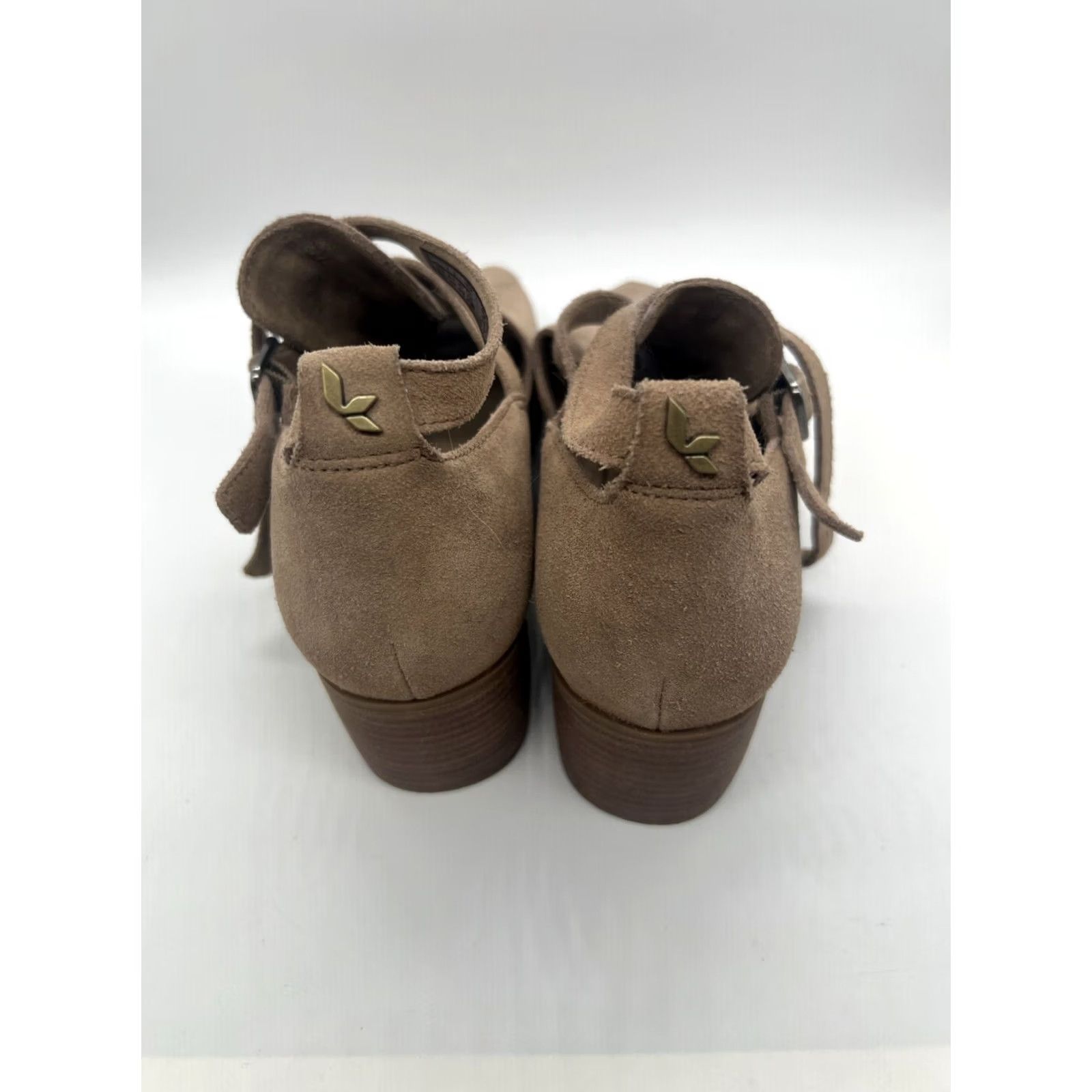 Vintage Koolaburra by UGG Sophy Peep-Toe Sandal Suede Leather Taupe Block Heel 9 Womens Medium Cork? Size US 9 / IT 39 - 5 Thumbnail