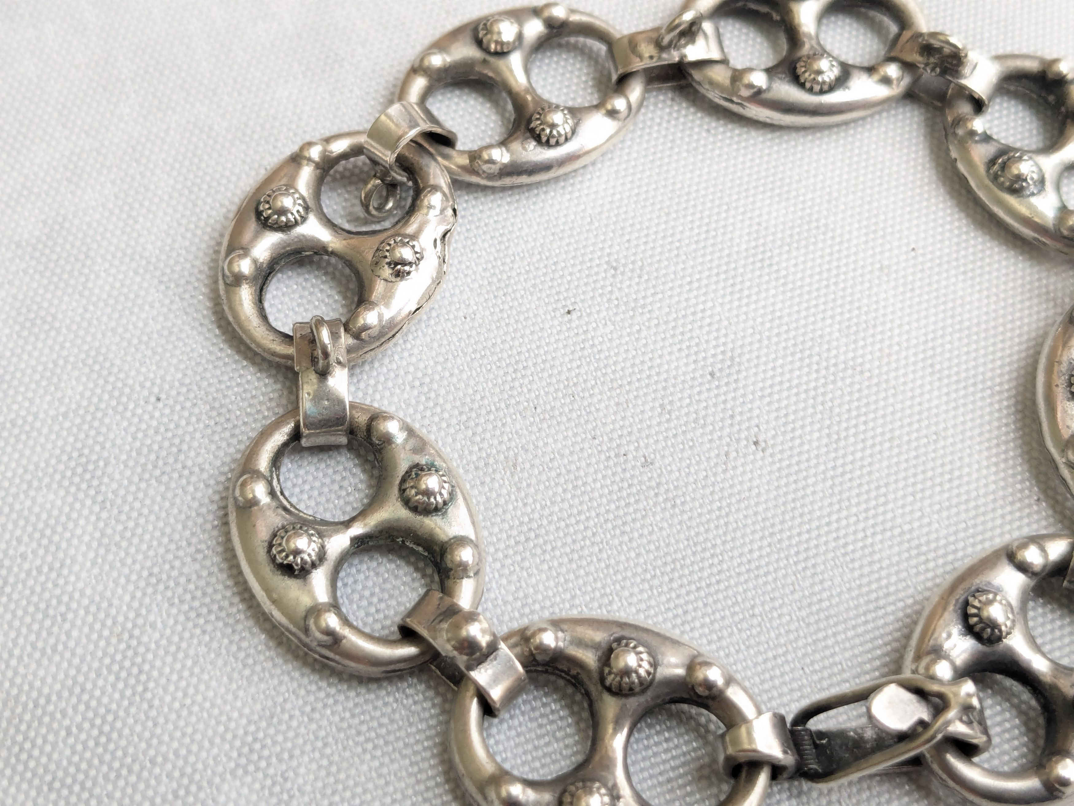 Jewelry .800 Silver Bracelet Anchor Mariner Puffy Hollow 7.25" Size ONE SIZE - 2 Thumbnail