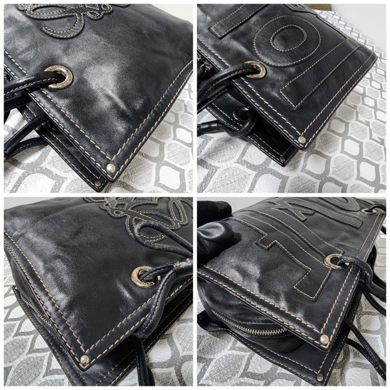 Loewe Authentic Loewe Anagram Love Logo Shoulder Bag Black Size ONE SIZE - 10 Thumbnail