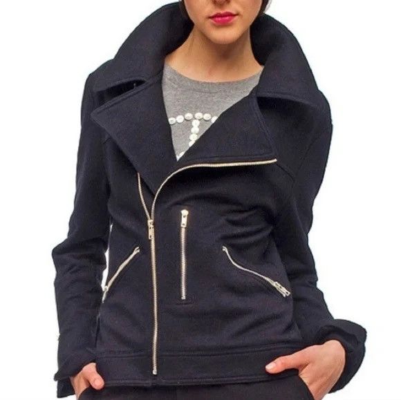Norma Kamali Norma Kamali Black Moto Jacket Size L / US 10 / IT 46 - 1 Thumbnail