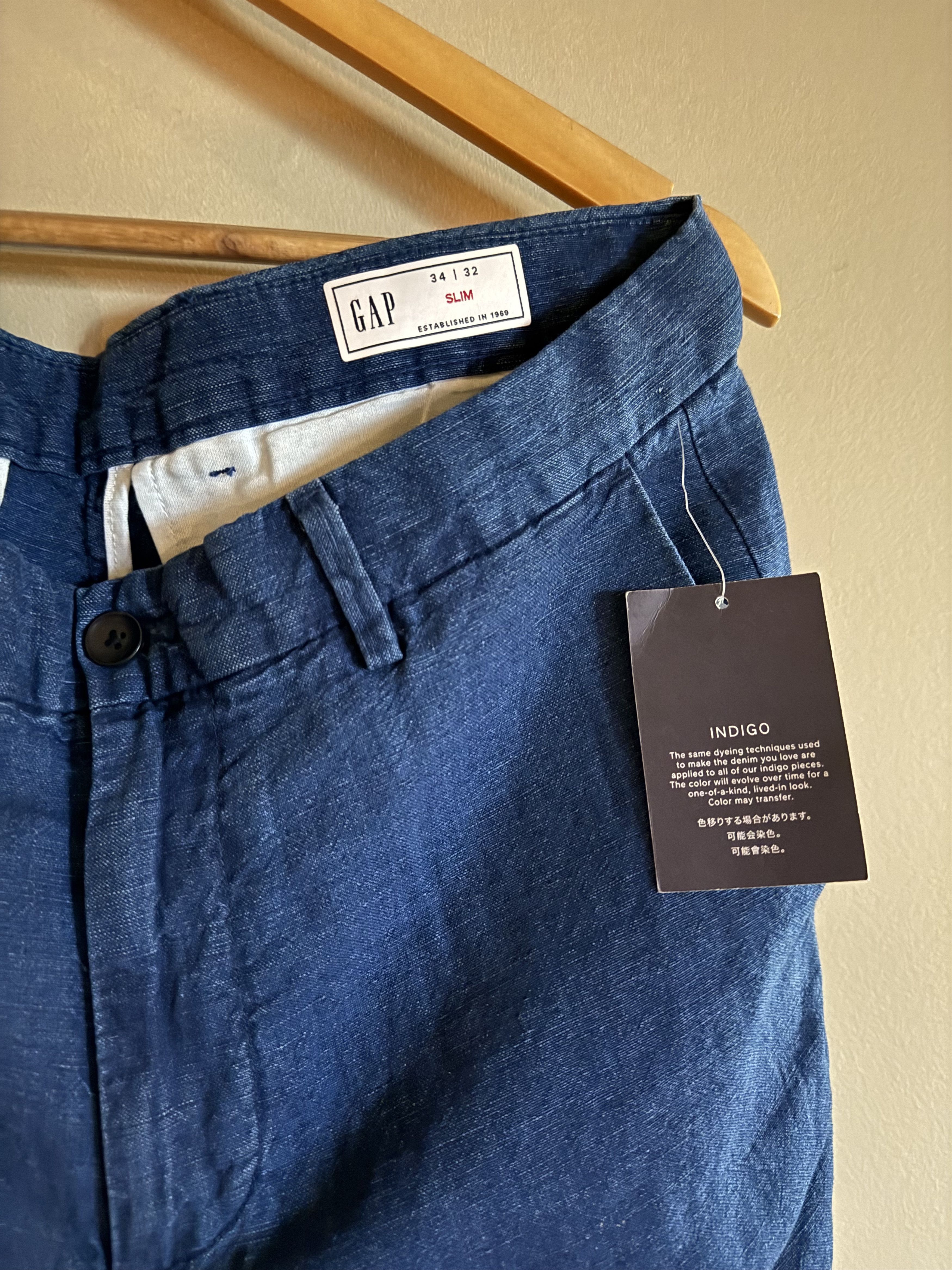 Gap Gap Linen Blend Indigo Pants, Men's 34x32, NWT Size US 34 / EU 50 - 2 Thumbnail