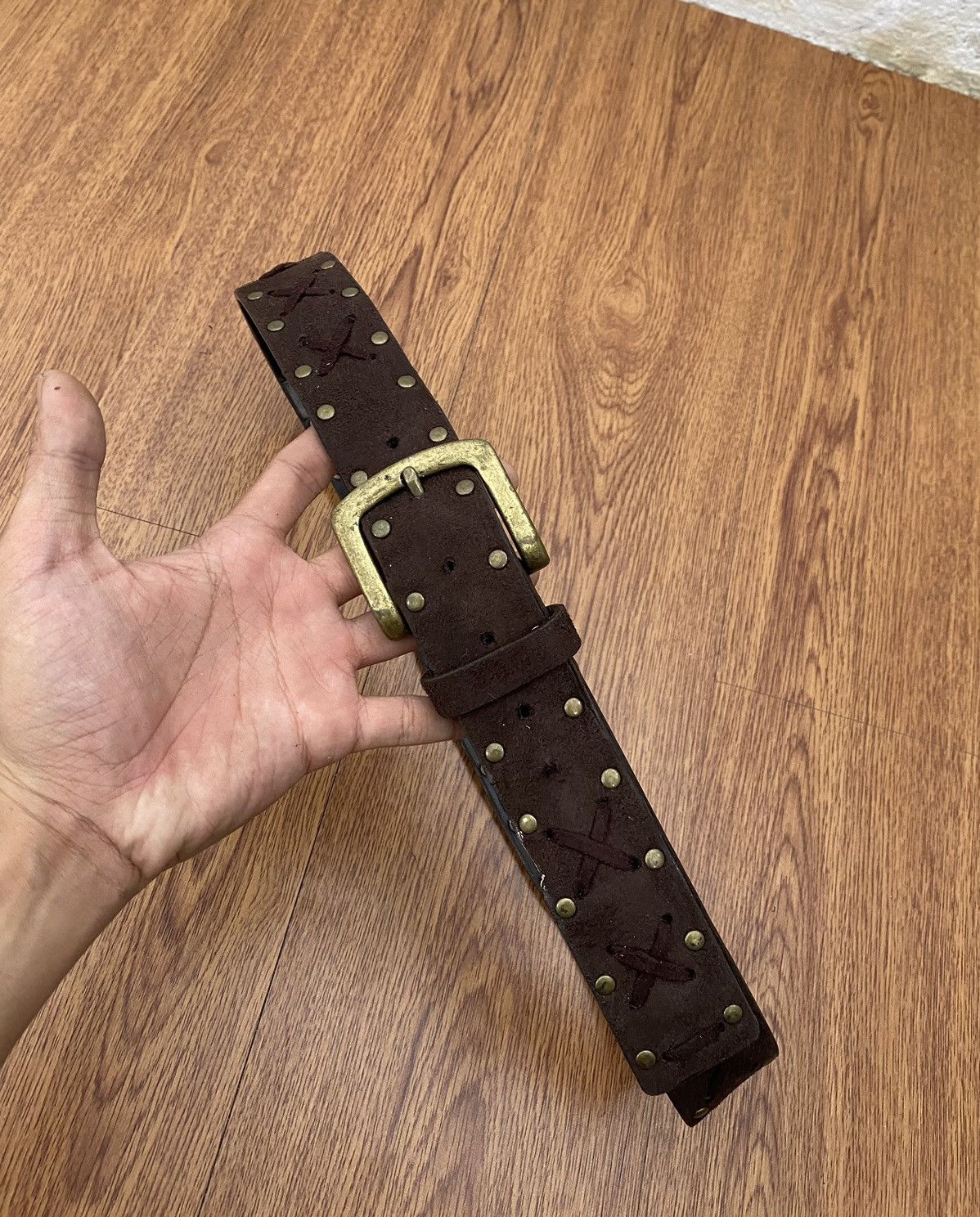 If Six Was Nine × Japanese Brand × Le Grande Bleu (L.G.B.) Suede brown stitching X belt Size ONE SIZE - 3 Thumbnail