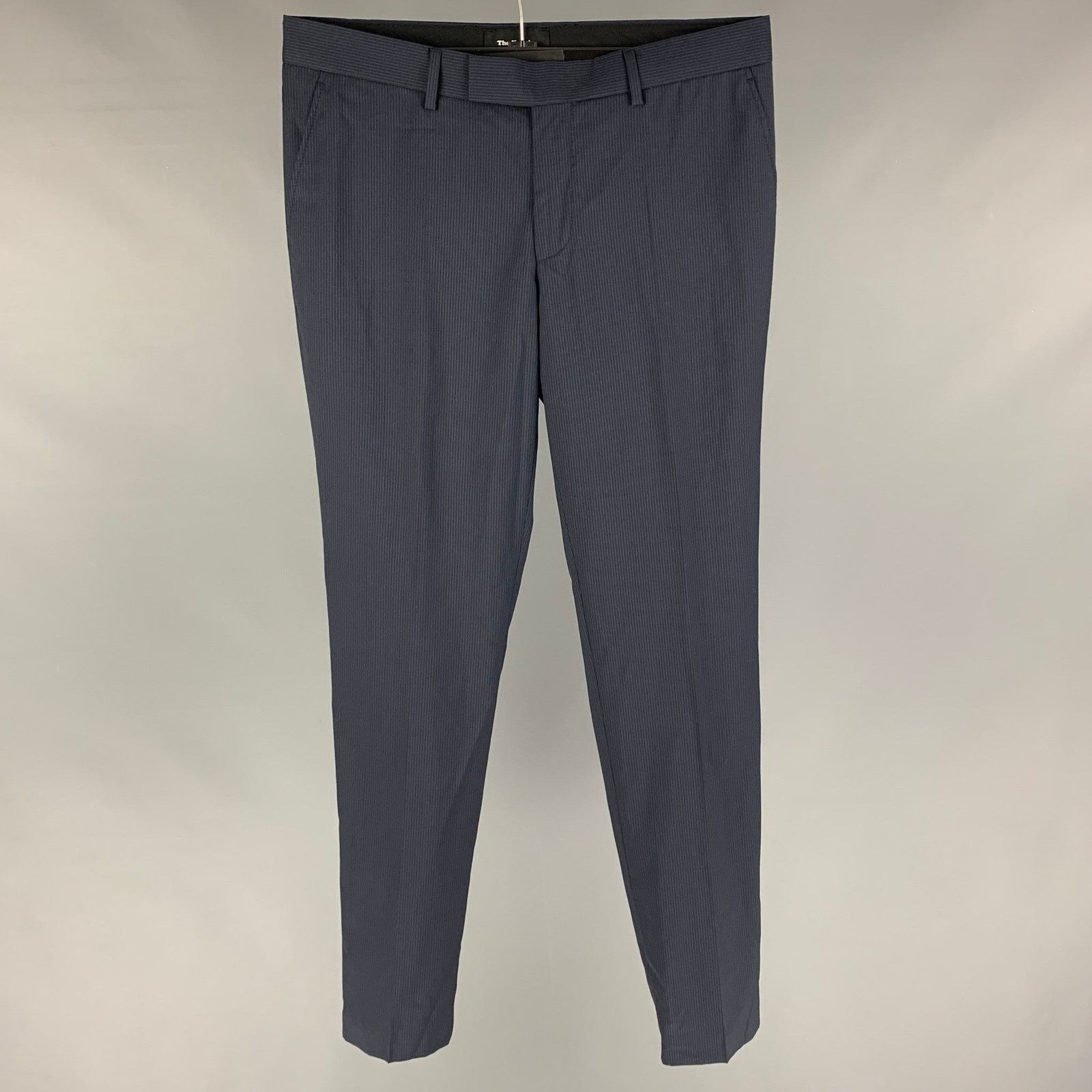 THE KOOPLES Size 32 Navy Stripe Wool Zip Fly Dress Pants