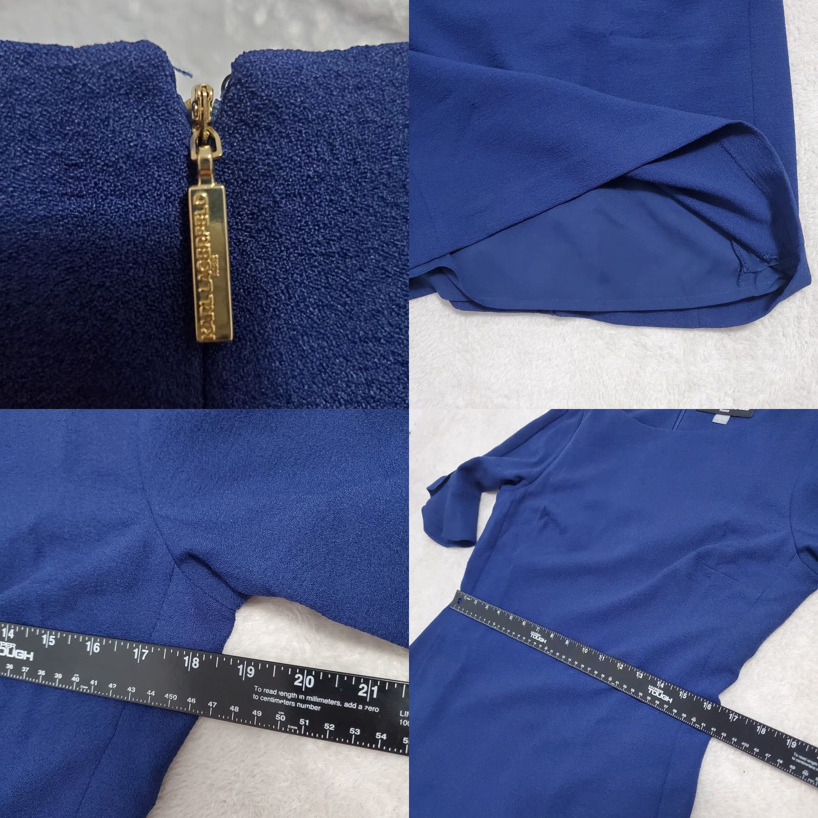 Karl Lagerfeld VINTAGE Karl Lagerfeld Paris Dress Women 8 Royal Blue Tulip Sleeve Shift Back Zip Office Size M / US 6-8 / IT 42-44 - 8 Thumbnail