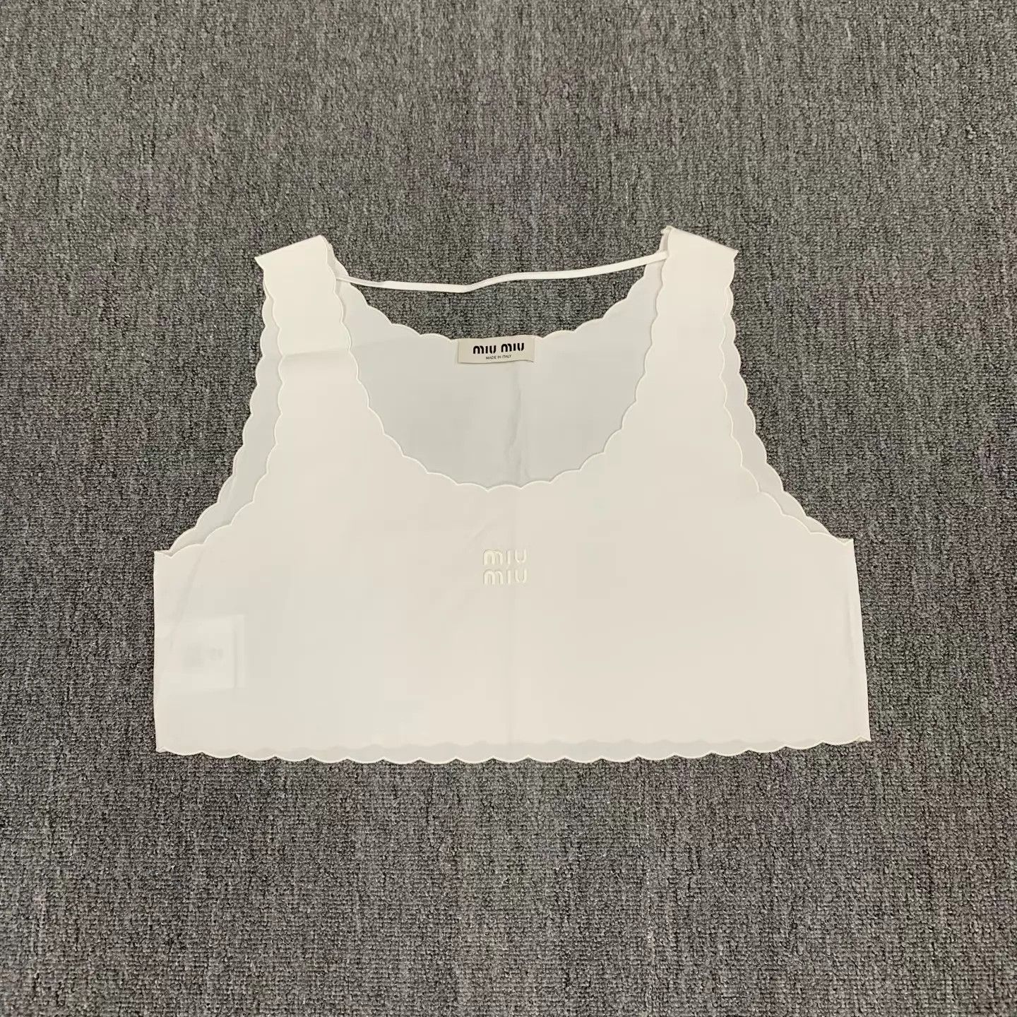 Miu Miu MIU MIU White Embroidered Logo Cami 40 Size S / US 4 / IT 40 - 1 Thumbnail