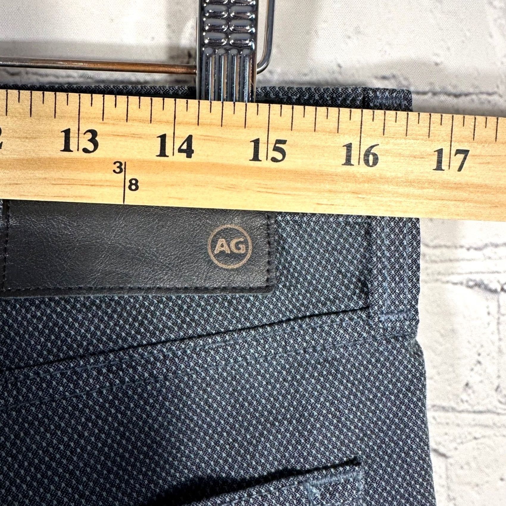 Vintage AG Adriano Goldschmied Mens Grey Micro Pattern Slim Straight Pants 31x32 Grey Geometric Logo 5-Pocket Chino pants Regular Mens Size US 31 - 6 Thumbnail