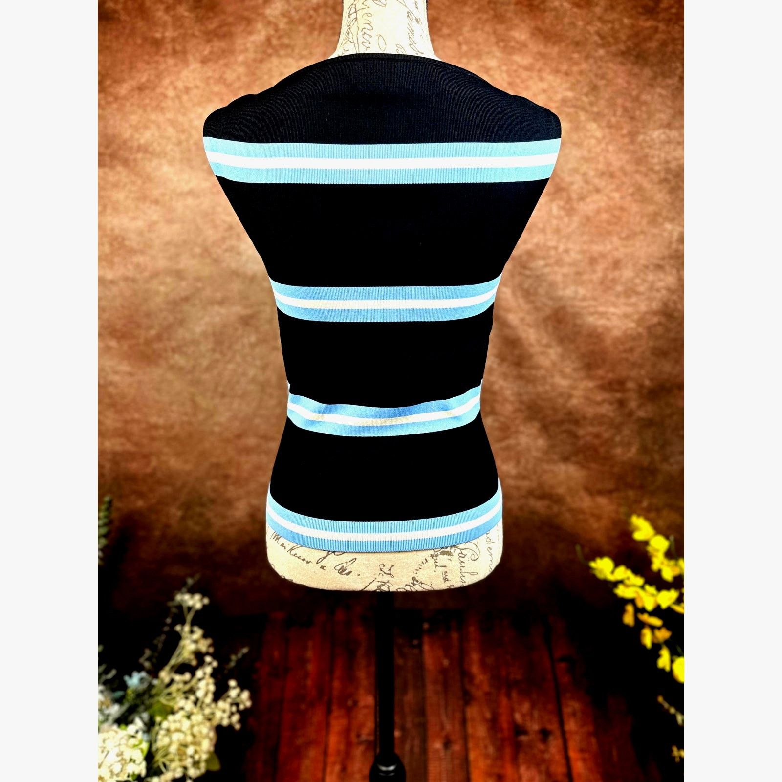 Tanya Taylor Tanya Taylor Zanita Stretch Top Black Horizon Blue Chalk XS Size XS / US 0-2 / IT 36-38 - 12 Thumbnail