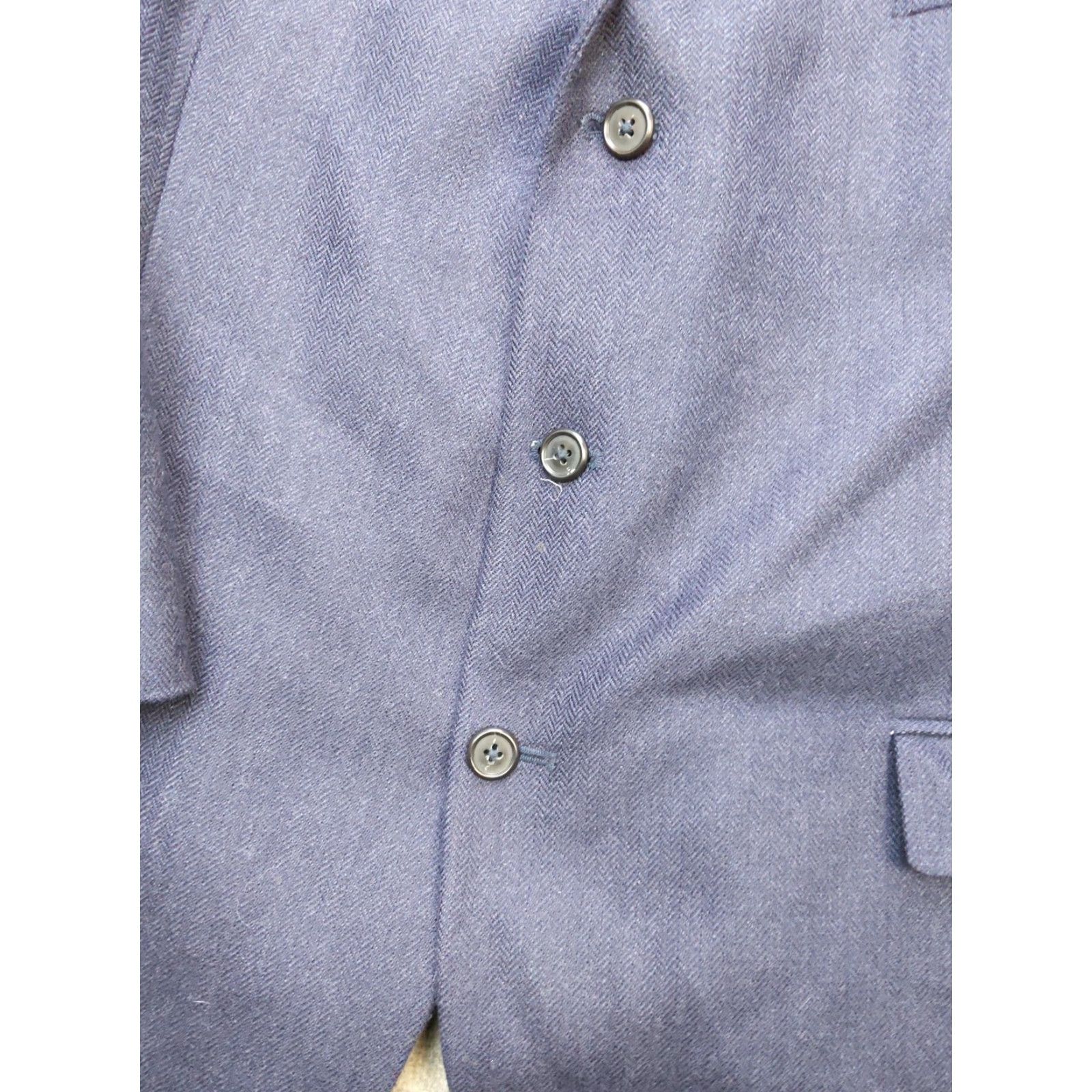 Stafford Stafford Sport Coat Mens 48R Blue Wool Herringbone Tweed Blazer Jacket Notch Lapel 3-Button Front Single-Breasted Formal Business 2 Piece Fall Winter Size 48R - 4 Thumbnail