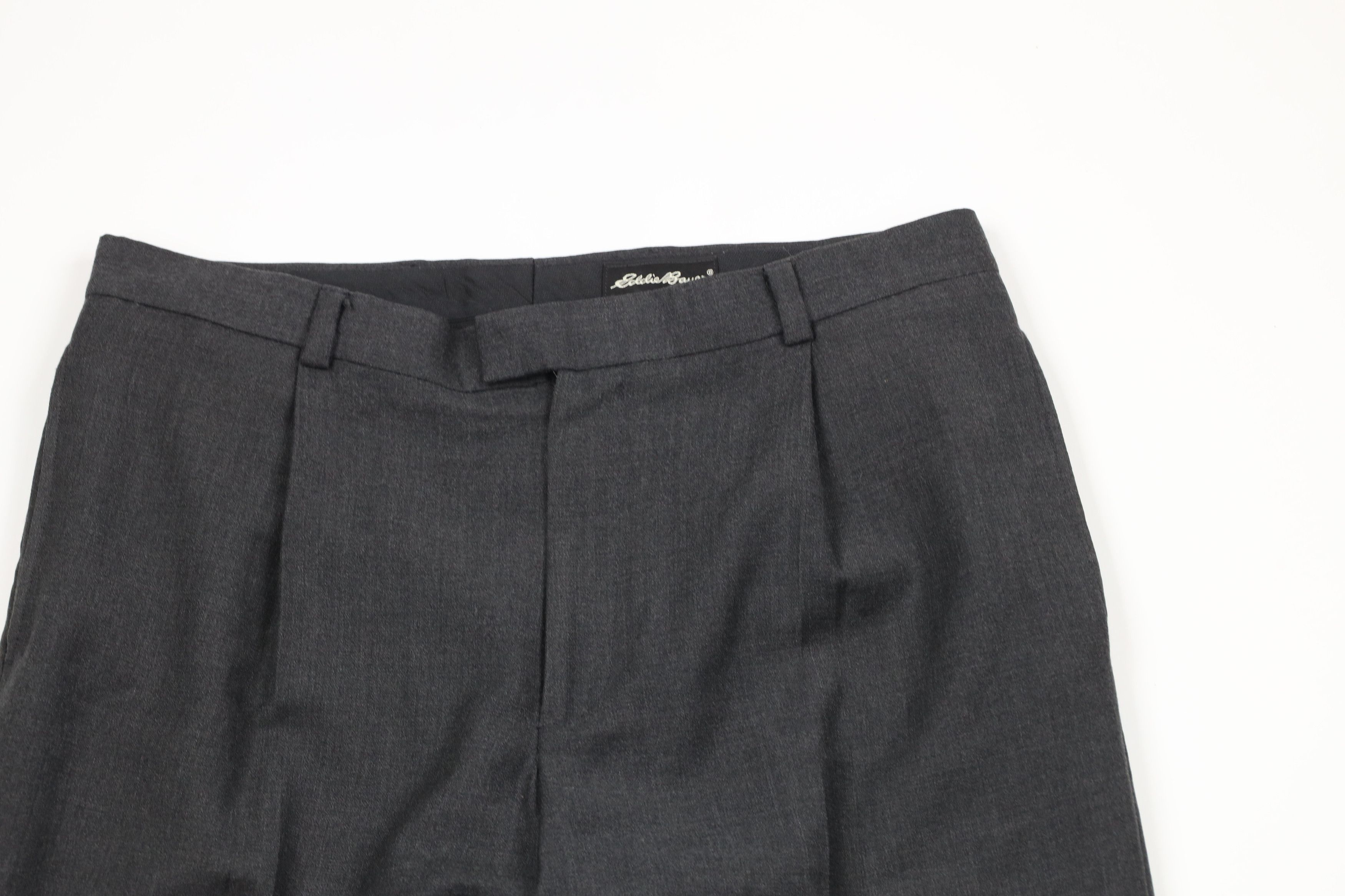 Eddie Bauer × Vintage Vintage 90s Eddie Bauer Cuffed Wool Chino Pants Dark Gray Size US 36 / EU 52 - 2 Thumbnail