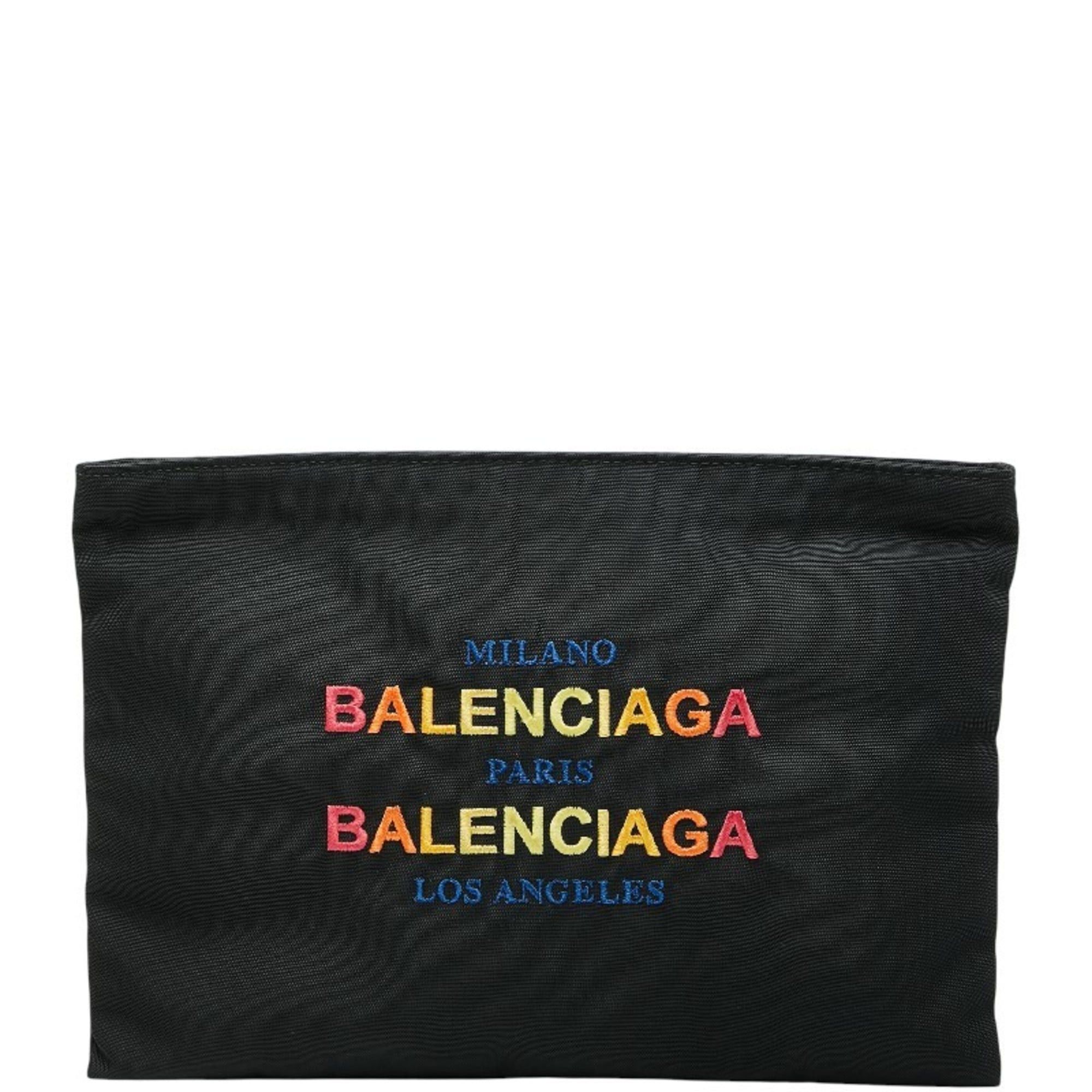 Balenciaga Balenciaga logo clutch bag in black and multicolored nylon for women. Size ONE SIZE - 1 Thumbnail