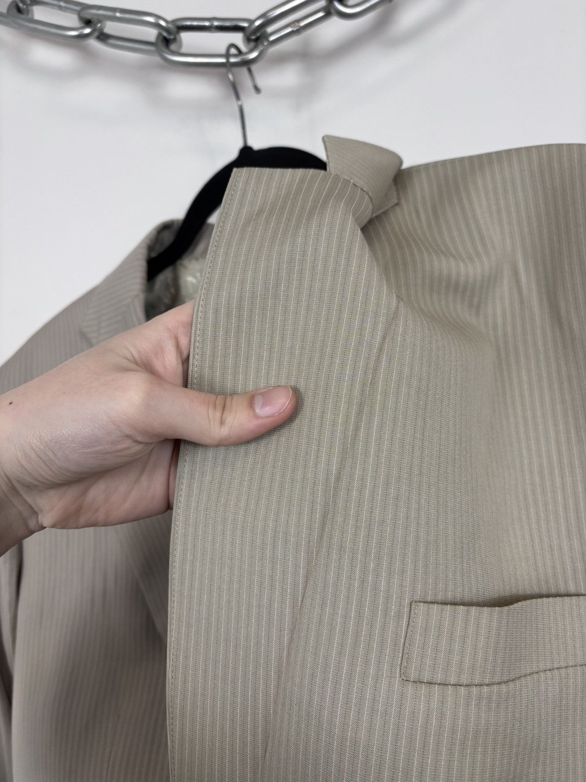 Lanvin Lanvin Sport Men’s Vintage Beige Ivory Striped Blazer Jacket Size 44R - 21 Thumbnail