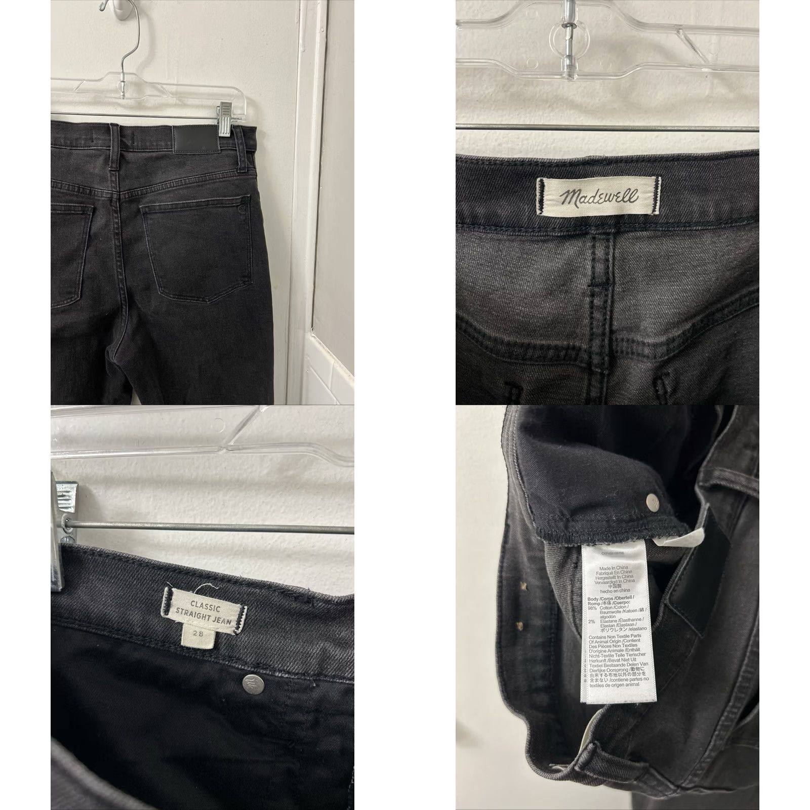 Madewell Madewell Classic Straight Jeans Womens 28x25 Black High Rise Stretch Denim Size 28" / US 6 / IT 42 - 8 Thumbnail