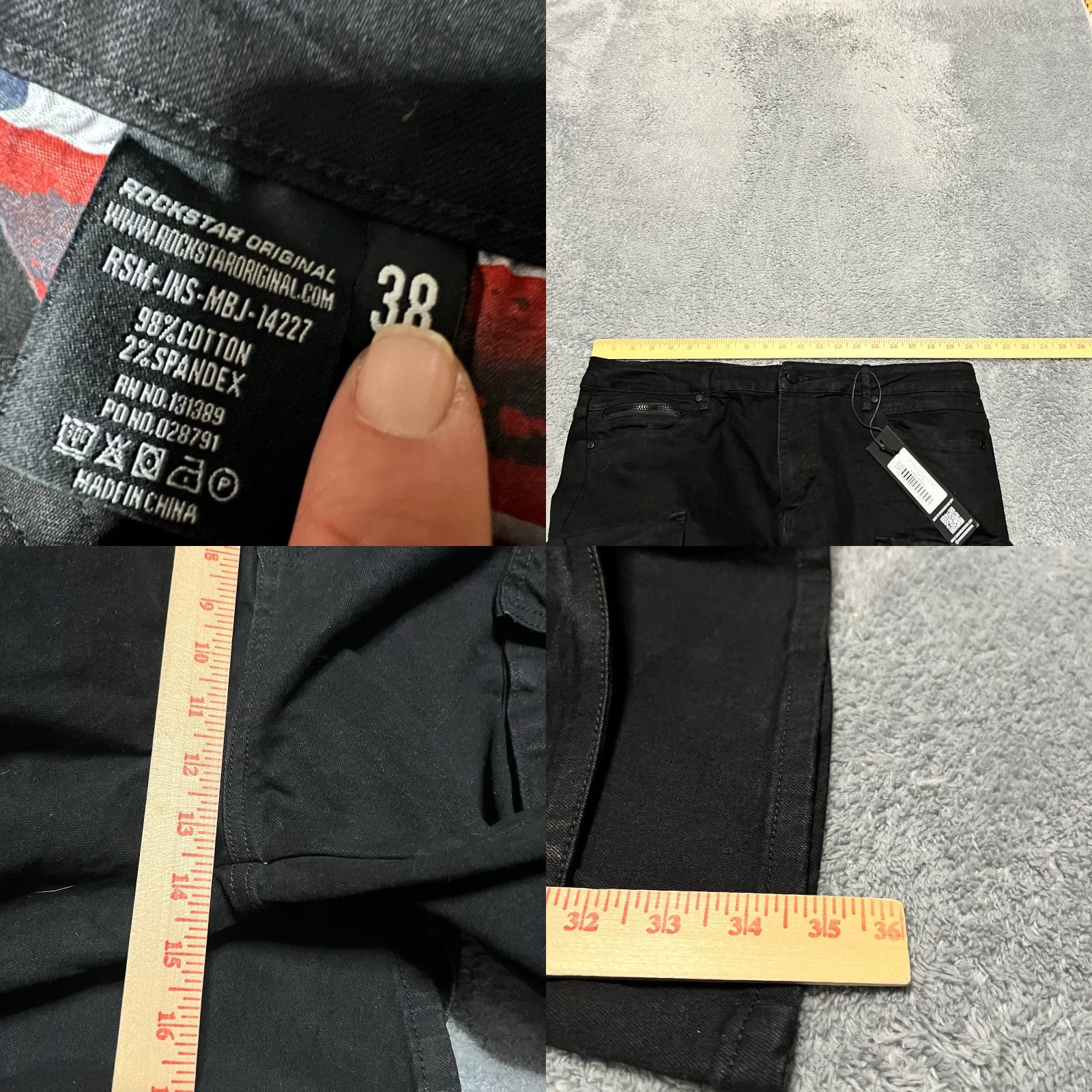 Vintage Rockstar Denim Men Cargo Jeans Black 38 x34.5 Baggy Regular Inseam 34 RSM Mahesh Size US 38 / EU 54 - 8 Thumbnail