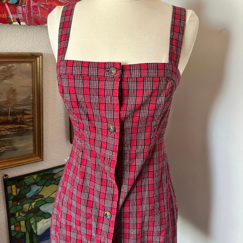 Hollister hollister red plaid button up tank dress Size S / US 4 / IT 40 - 2 Thumbnail