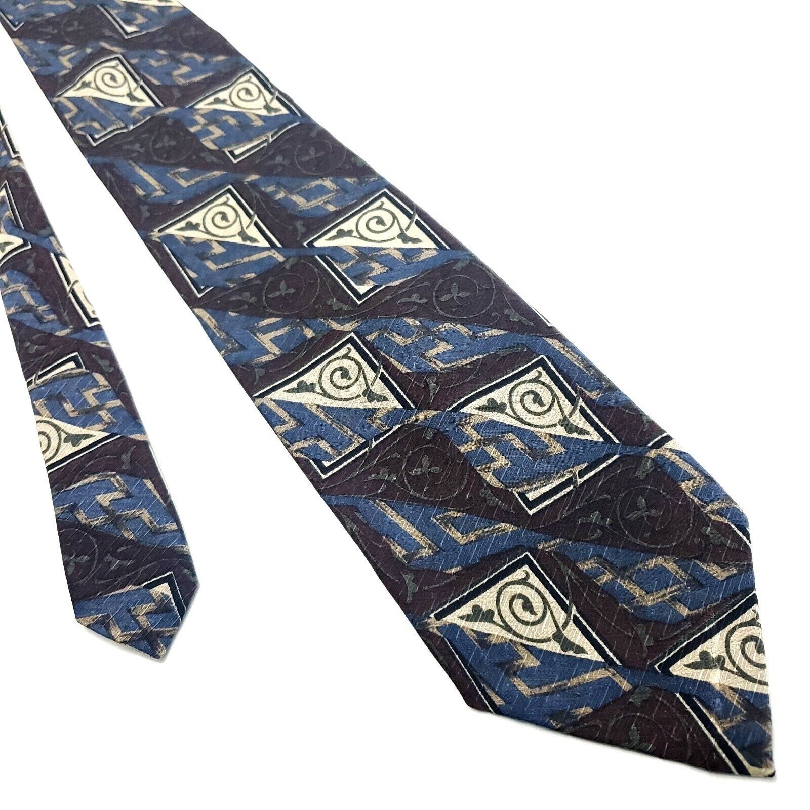 XMI Platinum XMI Silk Tie Abstract Print Brown Blue Size ONE SIZE - 1 Thumbnail