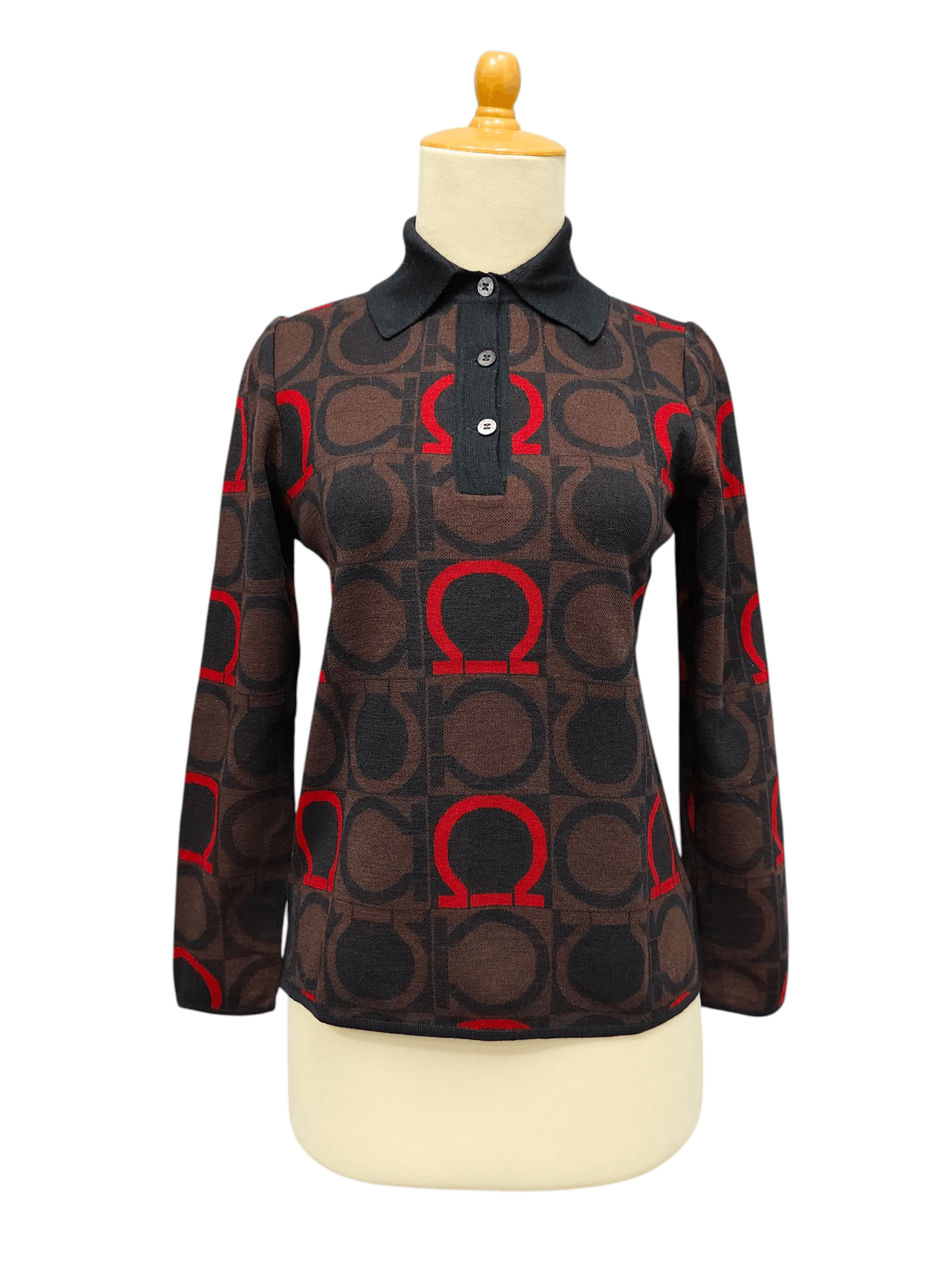 Salvatore Ferragamo 🇮🇹 Vtg 80s Salvatore Ferragamo Monogram Knitted Polos Size M / US 6-8 / IT 42-44 - 1 Thumbnail
