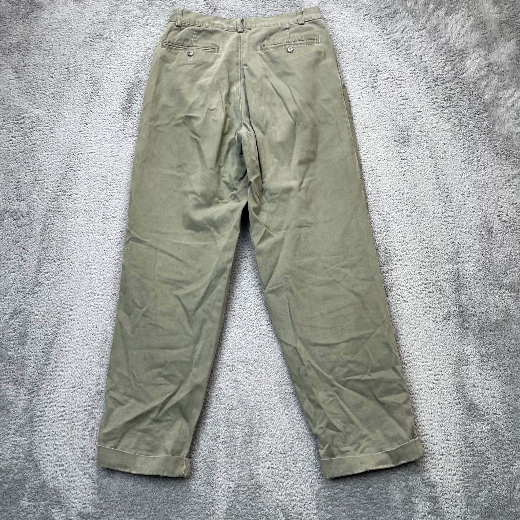 Gap VINTAGE Gap Pants Mens 30x30 Green Khakis Cotton Tapered Leg Cuffed Pleated Easy Fit Size US 30 / EU 46 - 5 Thumbnail