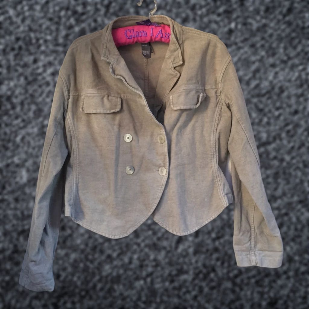 Doublet Lilith Women's Cotton Double Breasted Crop Blazer Jacket Brown Large Lightweight Size L / US 10 / IT 46 - 1 Thumbnail