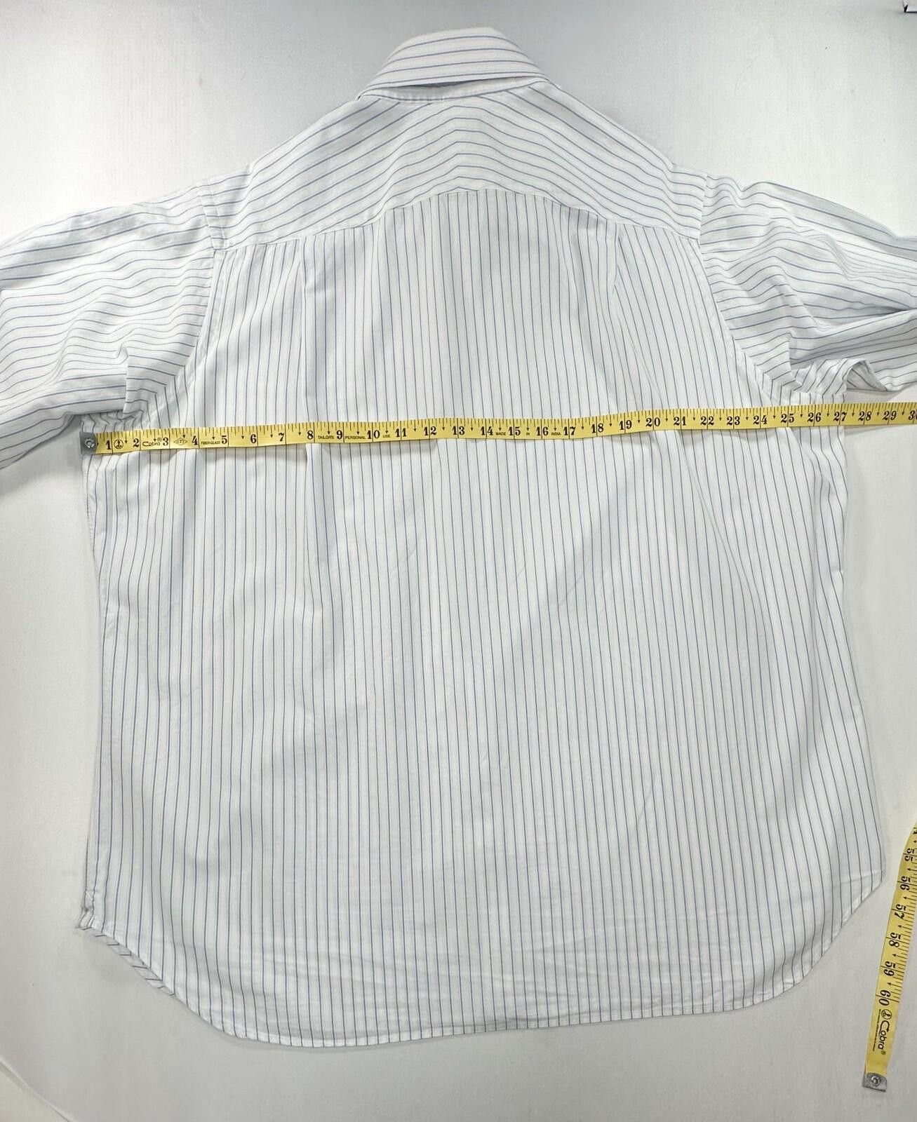 Holland & Sherry Holland Sherry Striped Tailored Oxford Button Up Blue Men XL Size US XL / EU 56 / 4 - 4 Thumbnail