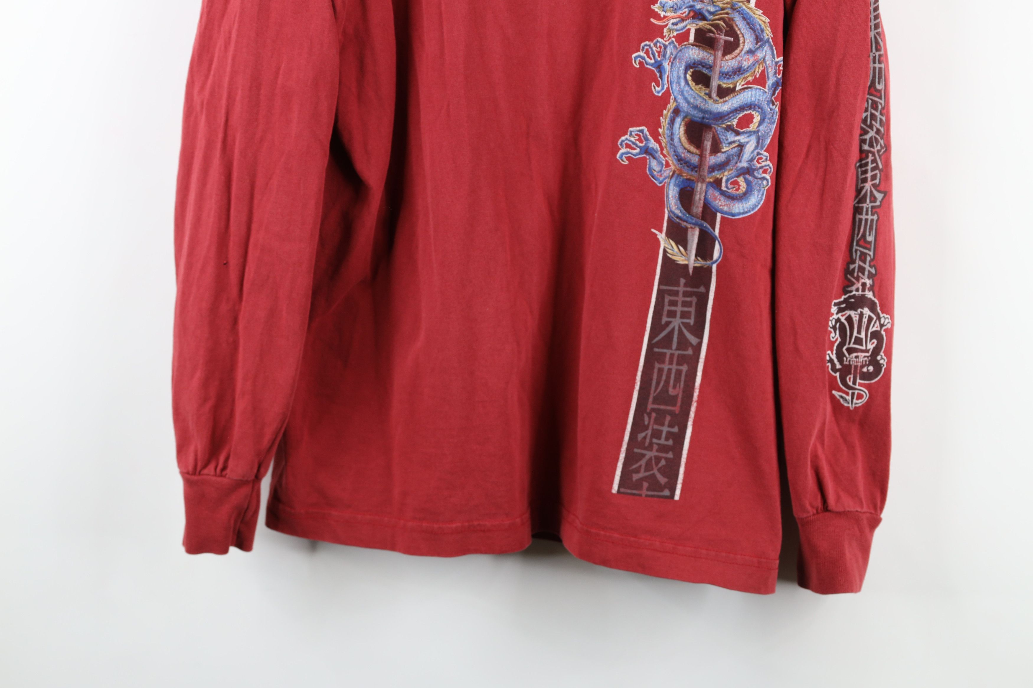 Vintage Vintage 90 Streetwear Chinese Dragon Long Sleeve T-Shirt Red Size US S / EU 44-46 / 1 - 3 Thumbnail