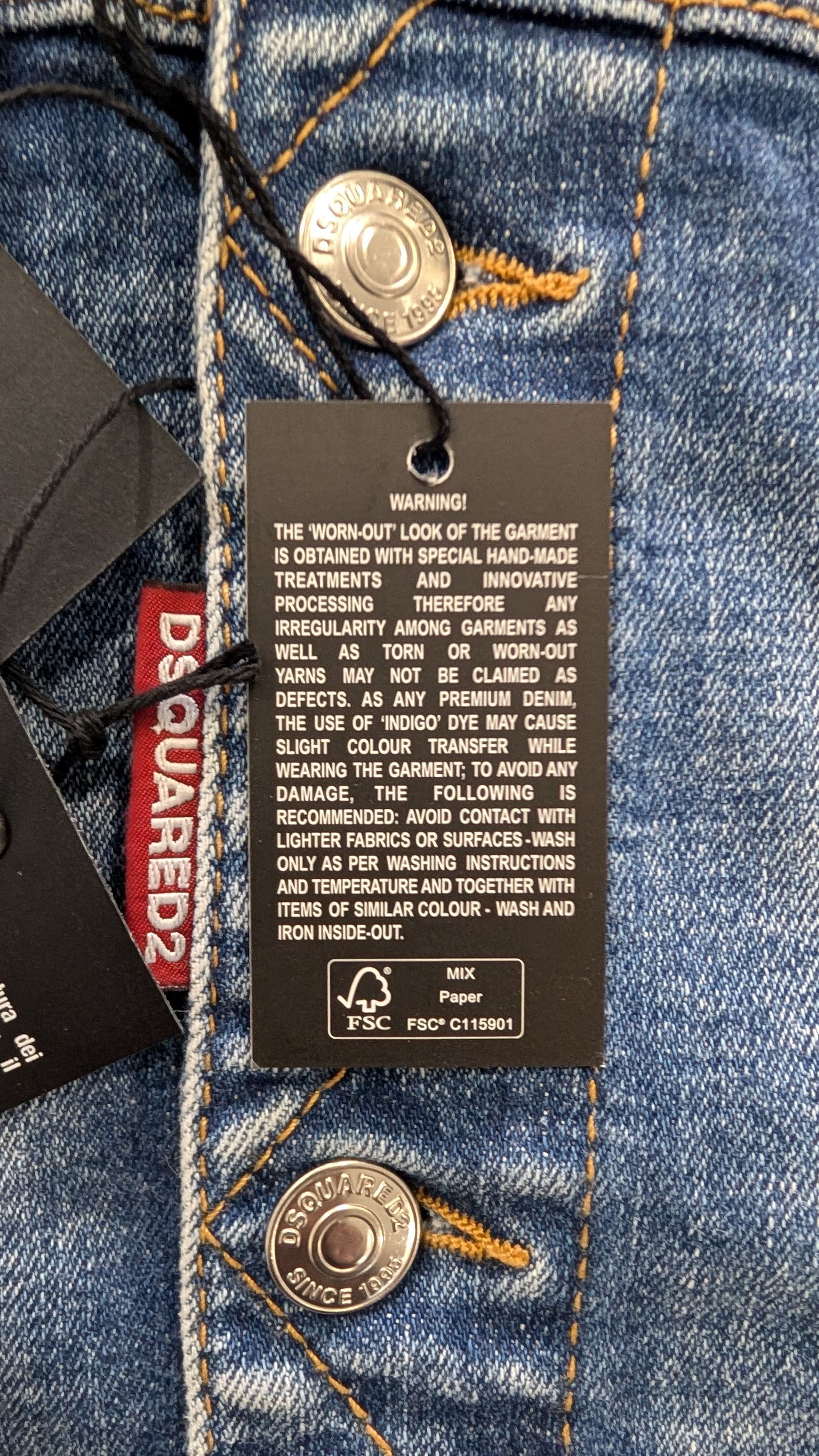 Dsquared2 DSQUARED2 Dan Jean Jacket Distressed Blue IT 48 Size US M / EU 48-50 / 2 - 12 Thumbnail