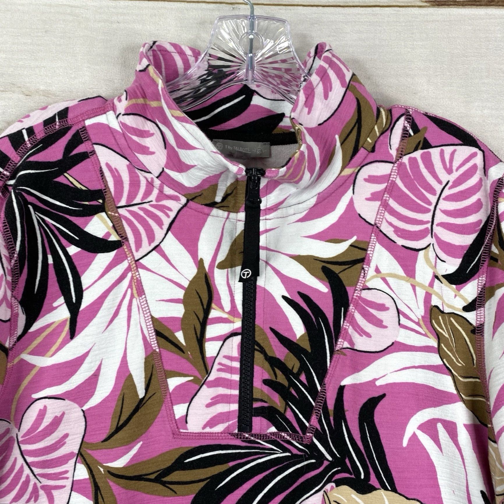 Talbots Talbots Jacket Womens L 1/4 Zip Pullover Active Pink Floral UPF 50+ Sweater Shirt Running & Jogging Womens Size L / US 10 / IT 46 - 3 Thumbnail