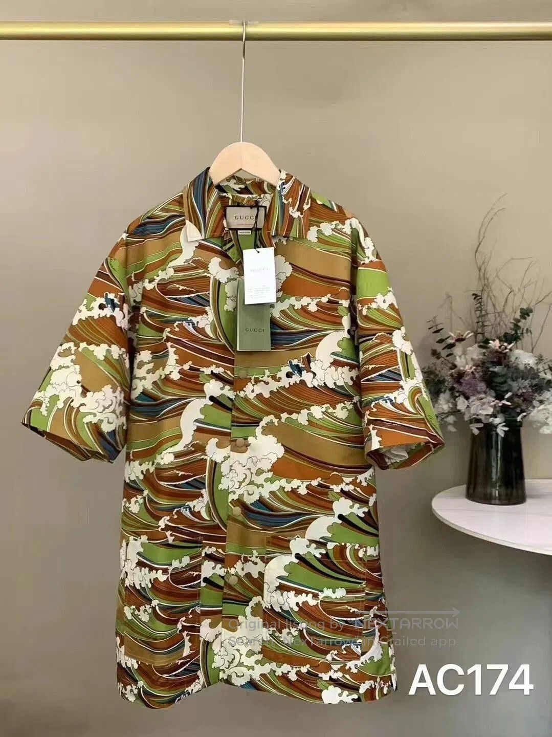 Gucci GUCCI Waves Print Fabric Shirt. Size US M / EU 48-50 / 2 - 1 Thumbnail