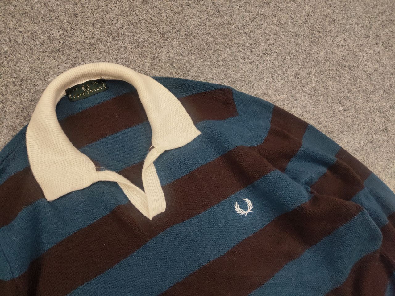 Fred Perry Vintage Fred Perry Raf Simons Style Wool Striped Sweater Size US L / EU 52-54 / 3 - 7 Thumbnail