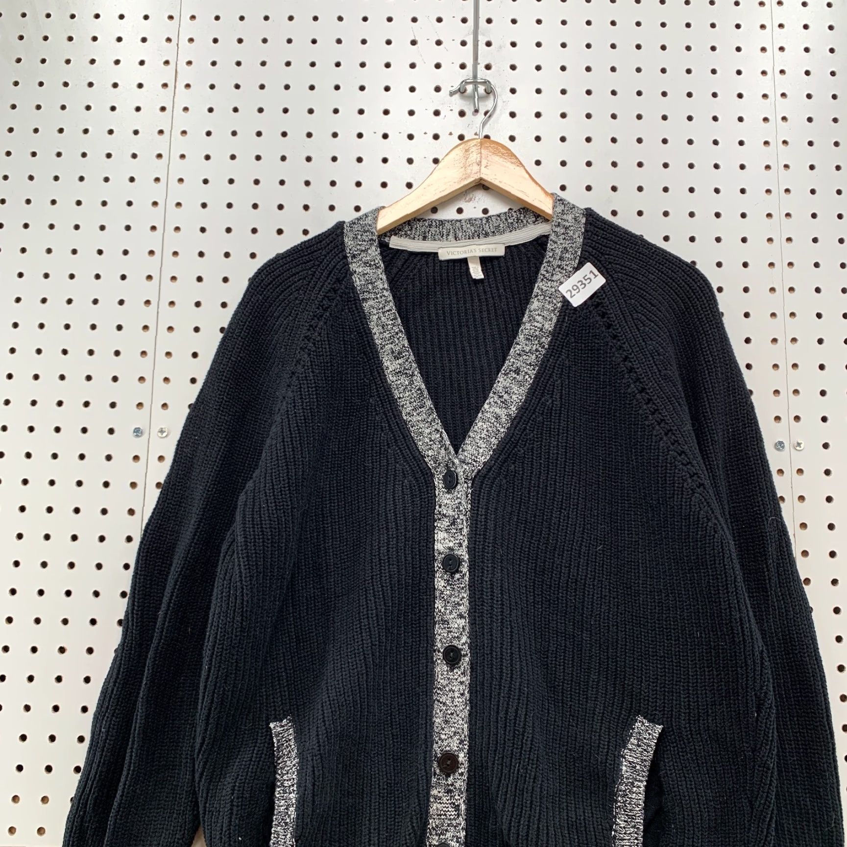 Victoria's Secret VINTAGE Victoria's Secret Cardigan Sweater Womens XS Gray Black Rib Knit Button 24x29 Size XS / US 0-2 / IT 36-38 - 5 Thumbnail