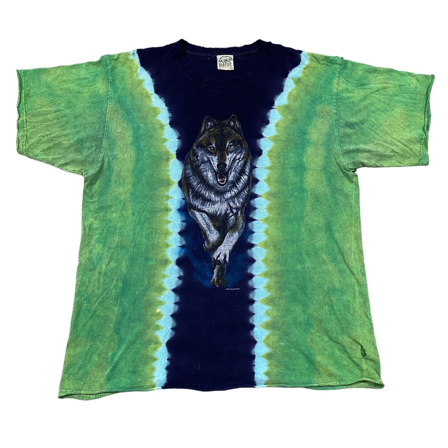 Habitat × Vintage Vintage Habitat Tie Dye Wolf AOP T Shirt Men's XL Grunge Size US XL / EU 56 / 4 - 1 Thumbnail