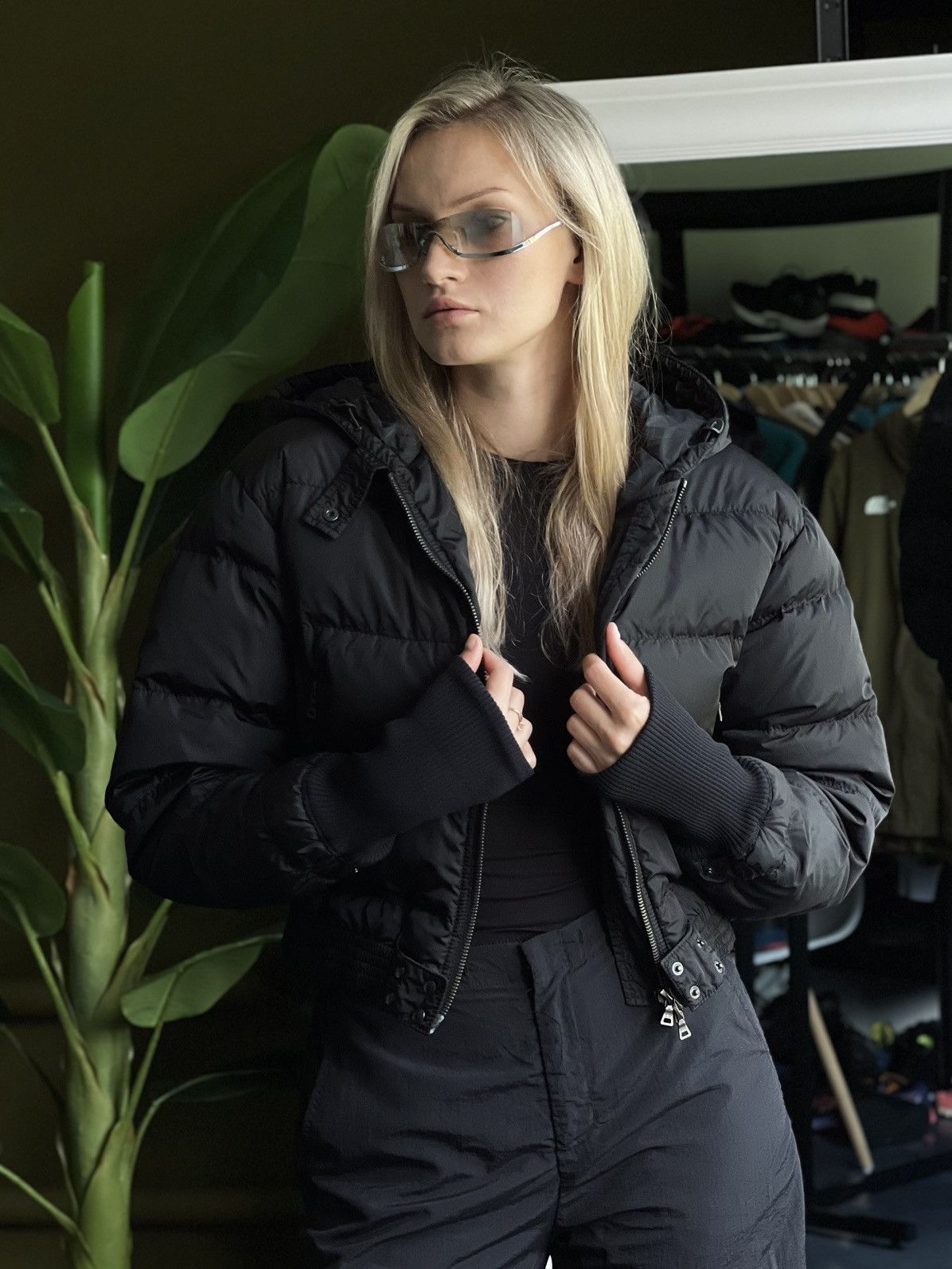 Prada Cropped Puffer Jacket Black Prada Women's Black Short Down