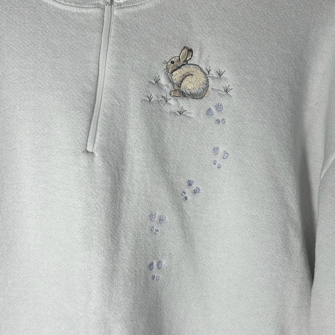 Vintage VINTAGE Top Stitch Sweatshirt Women XL White Embroidered Bunny Rabbit Morning Sun Stitch Pullover Size XL / US 12-14 / IT 48-50 - 2 Thumbnail