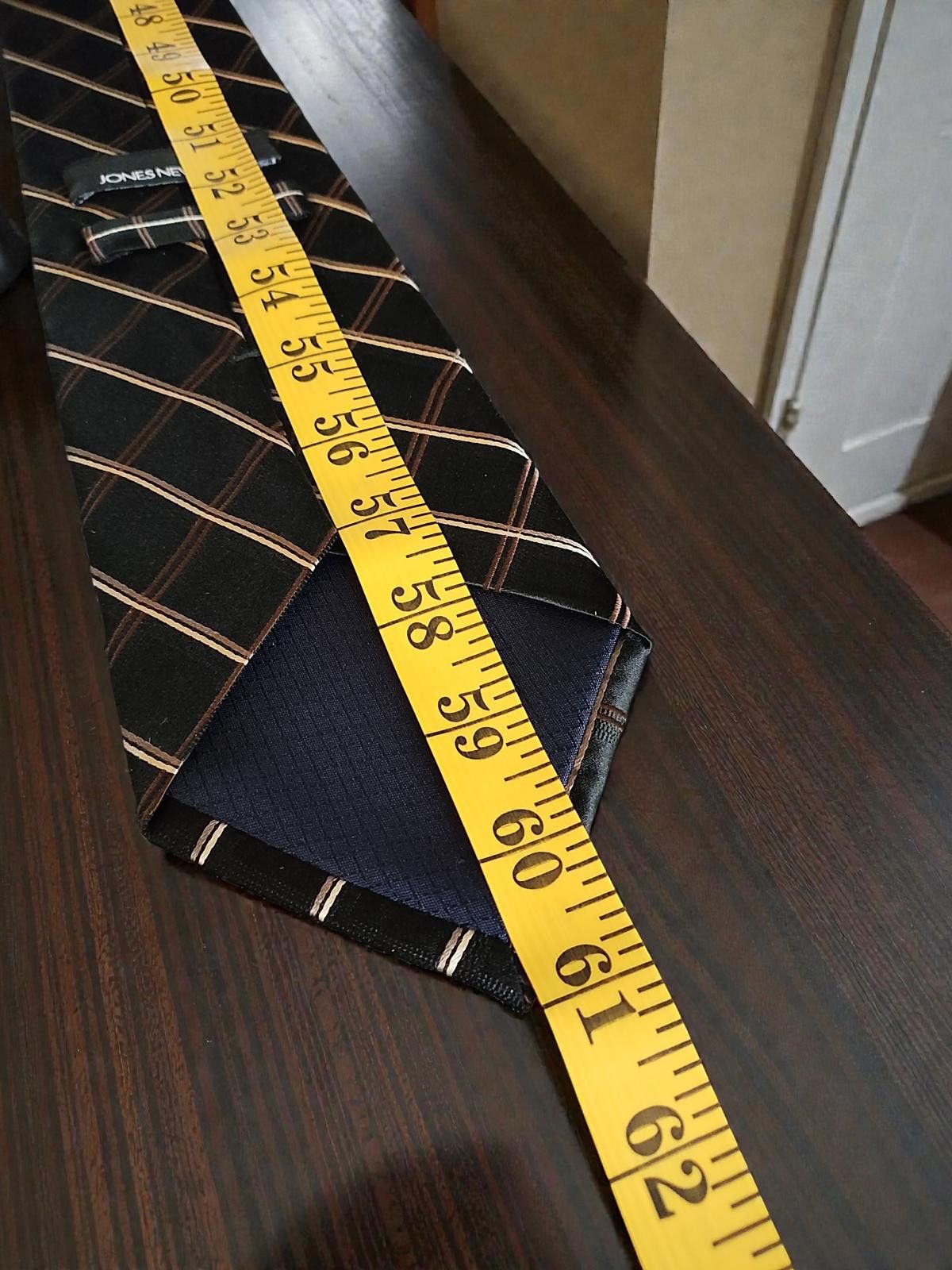 Jones New York Jones New York Handmade 100% Silk Black Plaid Tie Size ONE SIZE - 4 Thumbnail