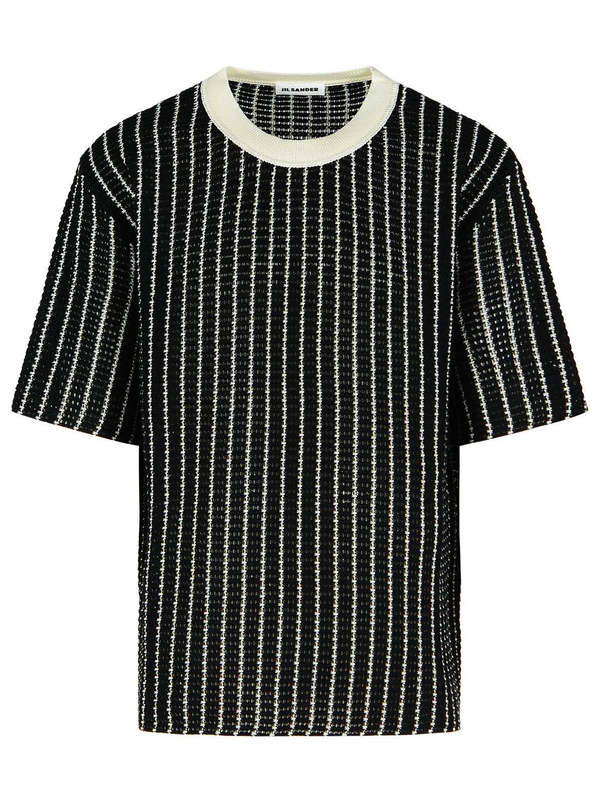 JIL SANDER 'Crochet' Black Cotton T-Shirt