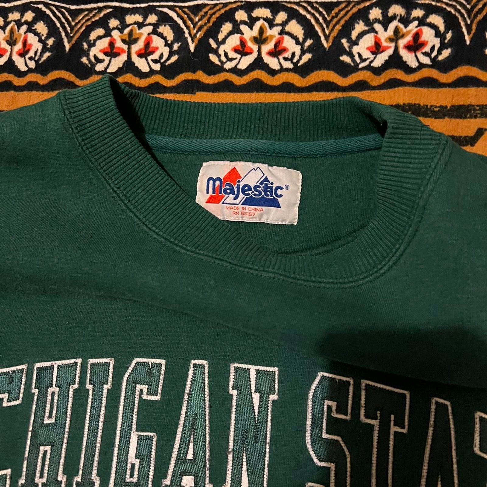 Majestic × Nike Vintage 90s michigan state crewneck sportswear msu college Size US XL / EU 56 / 4 - 3 Thumbnail