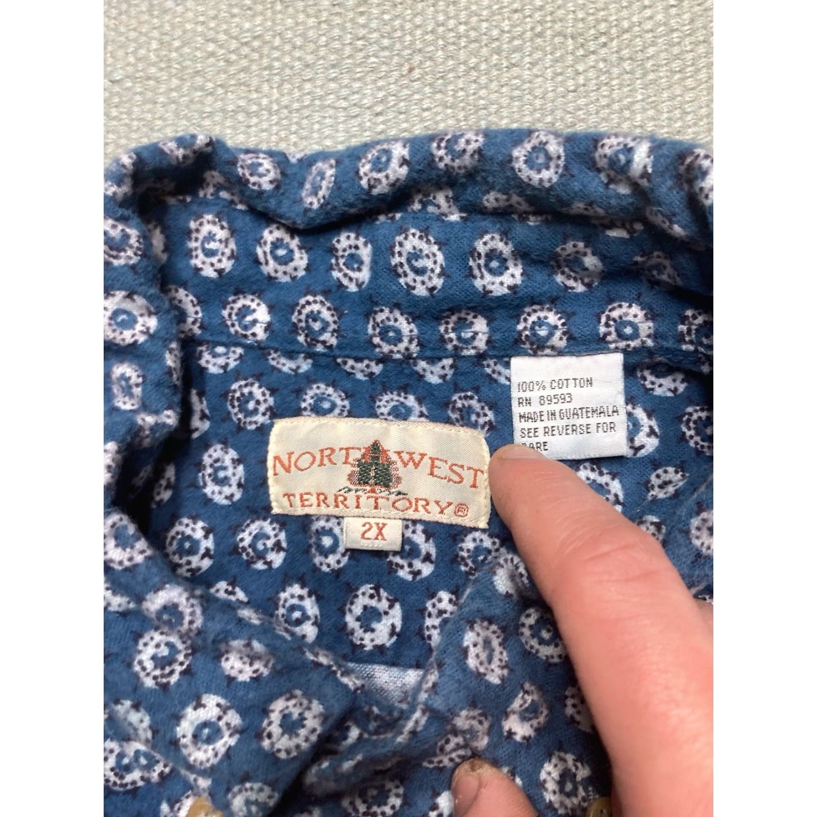 Gloverall VINTAGE Northwest Territory Flannel Shirt Button-Up Cotton Brushed Soft All Over Print XXL Blue Men Regular Long Sleeve Size US XXL / EU 58 / 5 - 5 Thumbnail