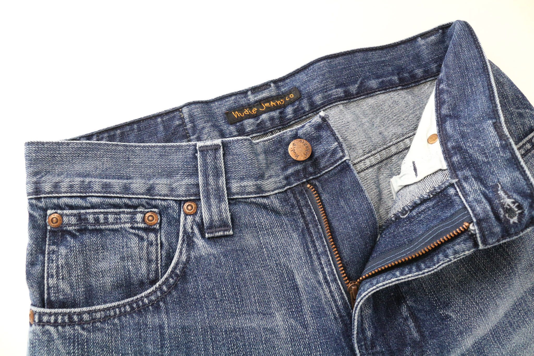 Nudie Jeans SLIM JIM W30/L32 Mid Blue Zippered Jeans 74593 Size US 30 / EU 46 - 3 Thumbnail
