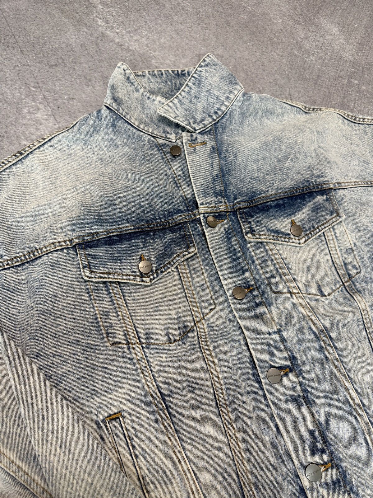 Palm Angels Palm Angels Logo Over Denim Jacket Blue White Size US M / EU 48-50 / 2 - 2 Thumbnail