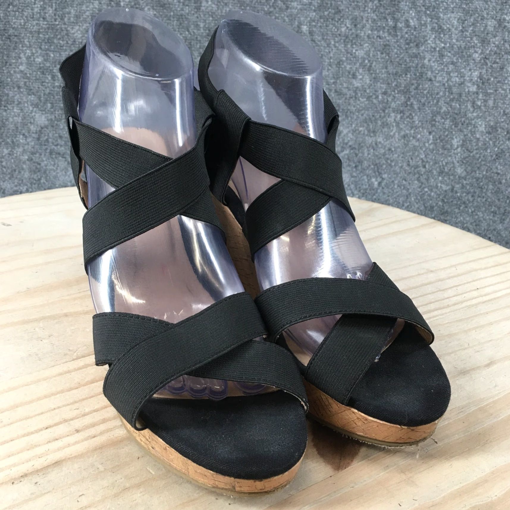 Chinese Laundry Chinese Laundry Sandals Womens 8 Slingback Wedge Black Fabric Open Toe Casual Shoes Size US 8 / IT 38 - 3 Thumbnail