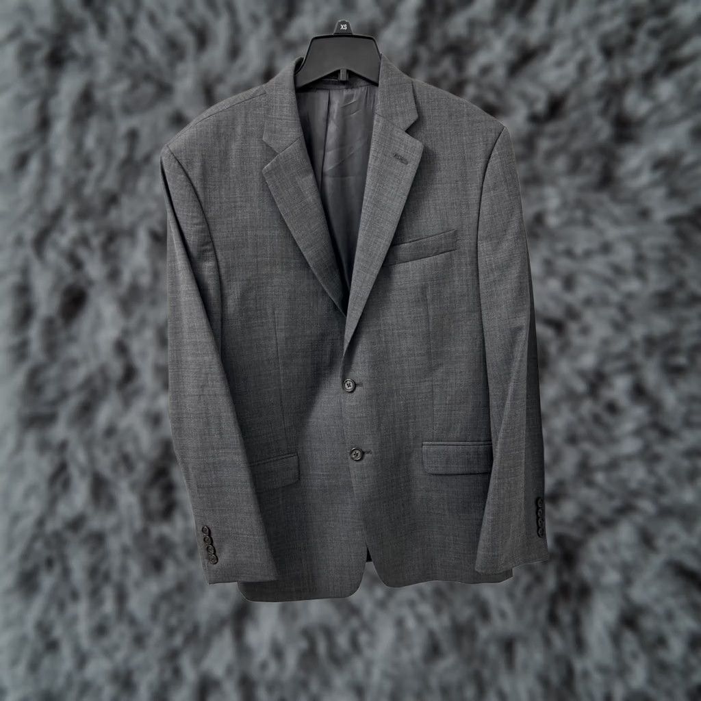 Ralph Lauren Lauren Ralph Lauren Blazer Mens 42R Gray 100% Wool-Laine Two-Button Notch Lapel Regular Fit Flat Front Inner Pockets Single-Breasted Coat Jacket Size 42R - 1 Thumbnail