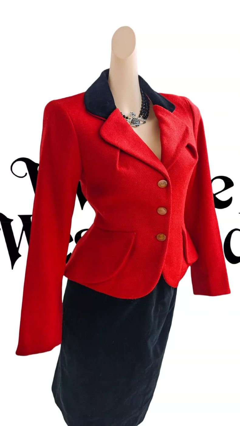 Vivienne Westwood Vivienne Westwood Black velvet patchwork red three button Size M / US 6-8 / IT 42-44 - 4 Thumbnail