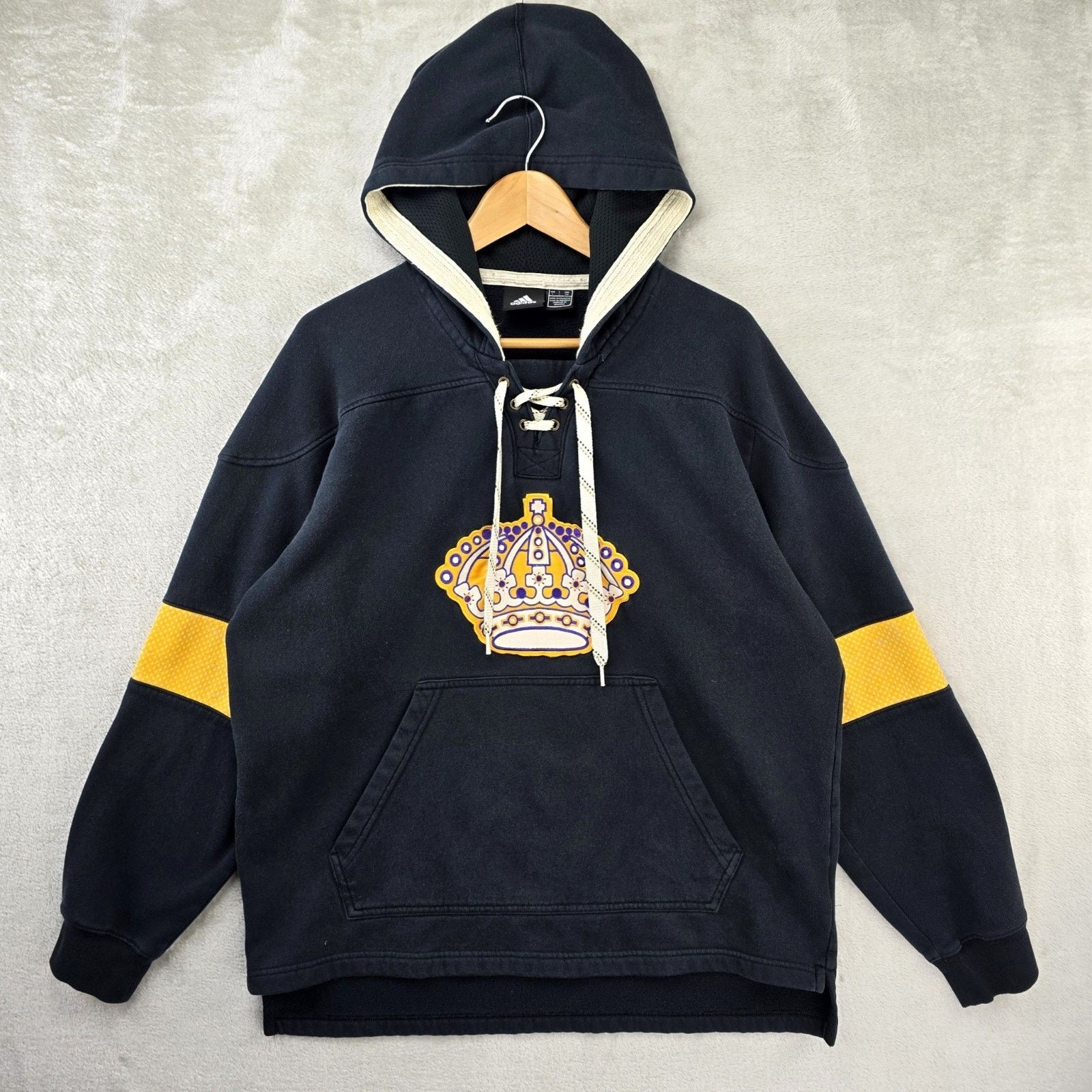 Adidas Adidas Los Angeles Kings Lace Up Hoodie Mens Large Black Size US L / EU 52-54 / 3 - 1 Thumbnail