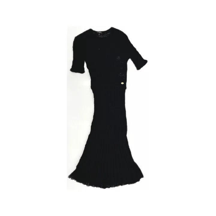 Chanel Chanel Black Knit Short Sleeve Dress Size XS / US 0-2 / IT 36-38 - 2 Thumbnail