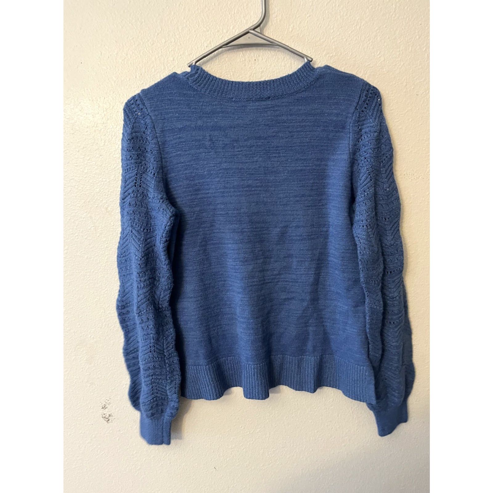 Christian Siriano Christian Siriano Sweater Womens S Blue Long Open Knit Drop Sleeve Crew Neck Pullover Size S / US 4 / IT 40 - 3 Thumbnail
